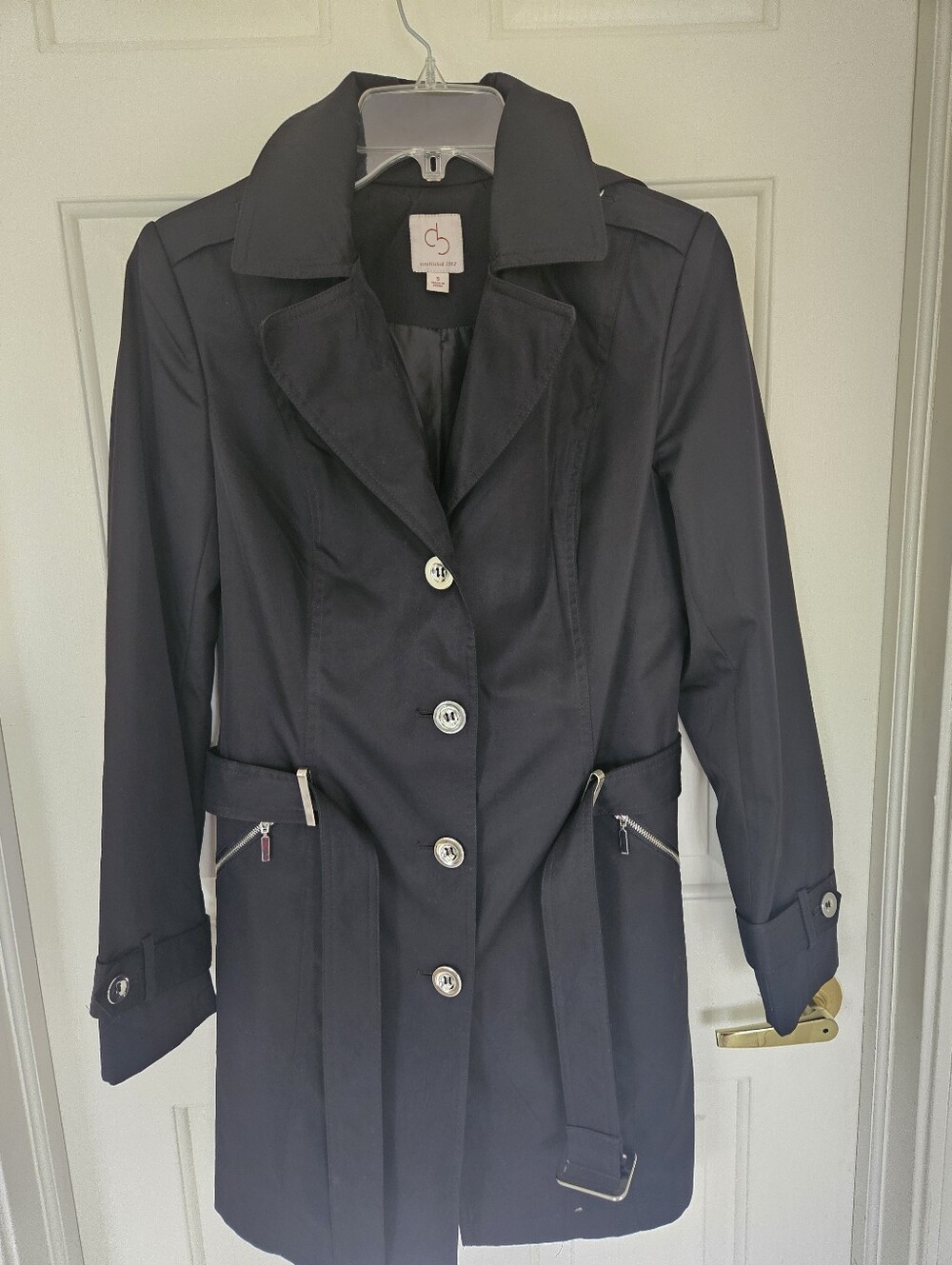 Trench Hooded Coat with Belt With Silver Accents